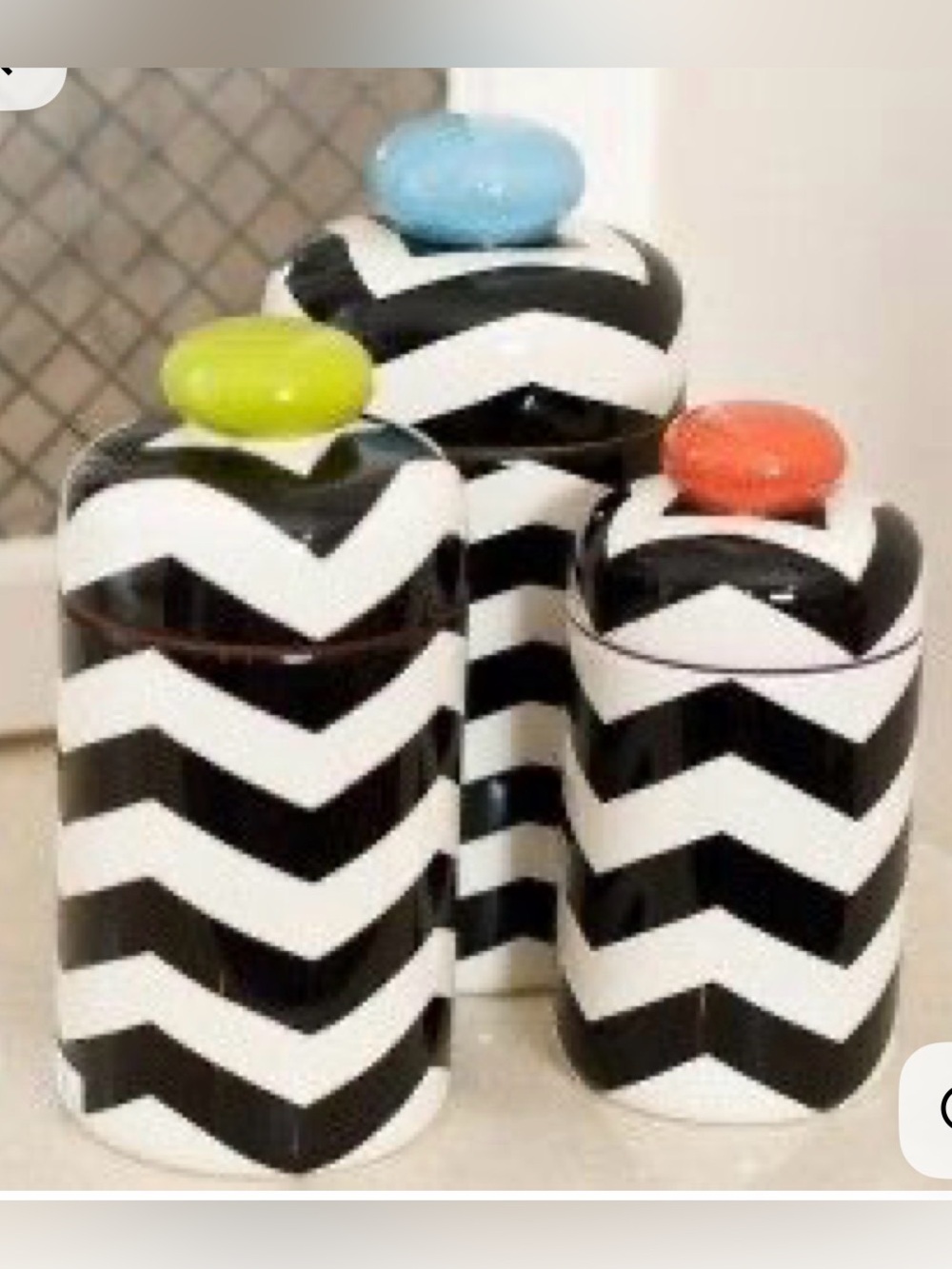 Coton Colors Chevron 3-piece Canister Set - Great Condition - see all photos - Picture 6 of 6